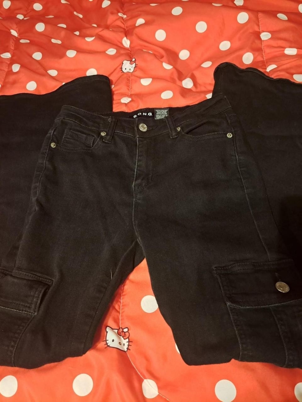 Unbranded Black Boot-Cut Cargo Jeans for Women